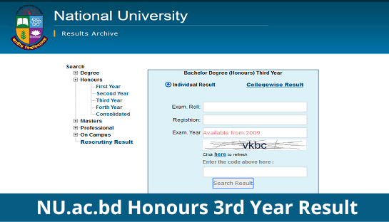 NU.ac.bd Honours 3rd Year Result