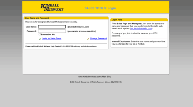 Kimball Midwest Sales Tools Login
