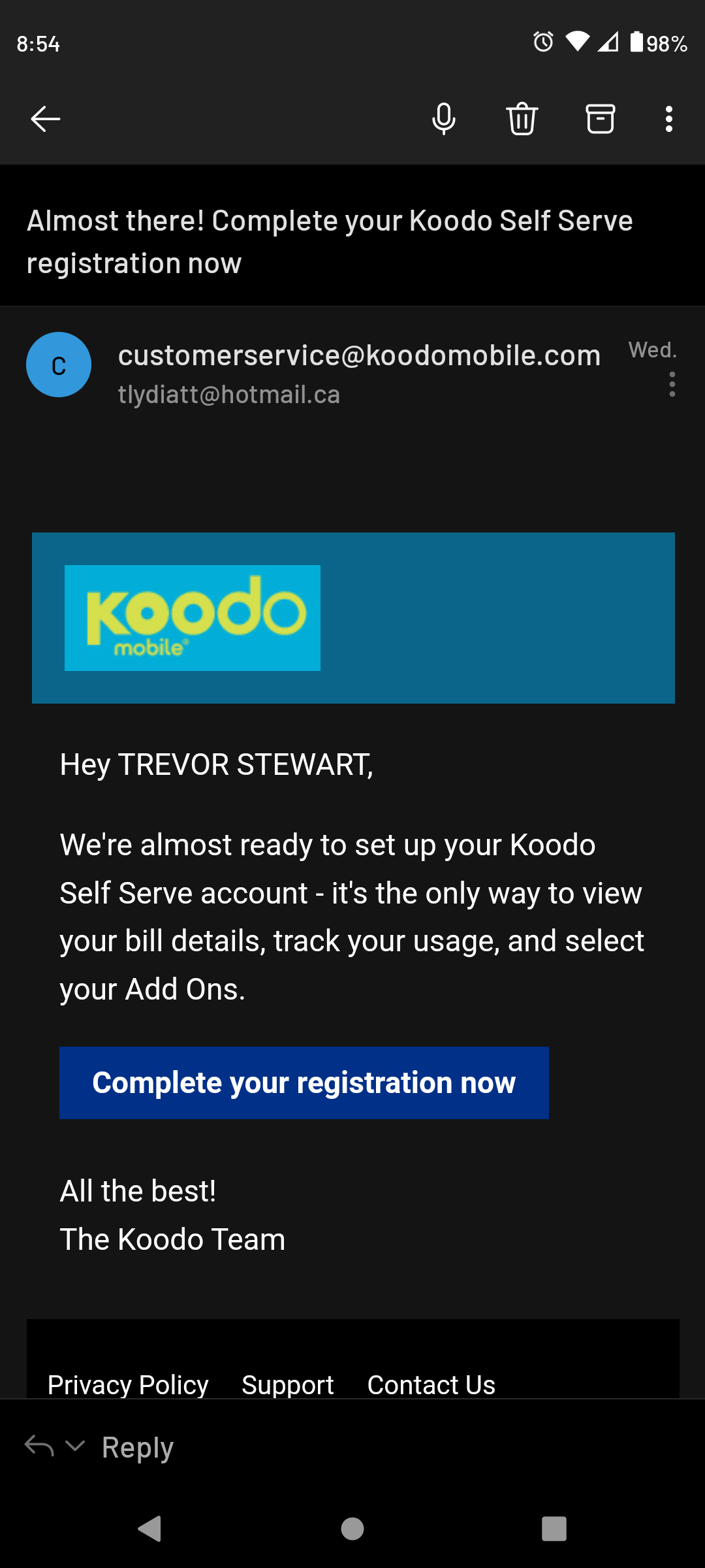 Koodo Self Service Login